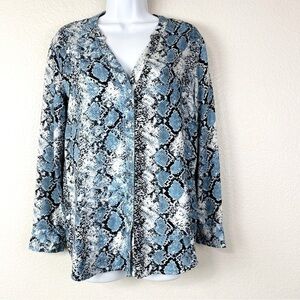 Soft Joie Dane Blue Python Print Button Up Blouse Size XS
